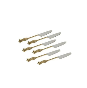 Ensemble de couteaux à beurre en laiton de haute qualité, accessoire de mariage de cuisine avec ananas or brillant poignée polie en acier inoxydable à vendre - Product Image 1