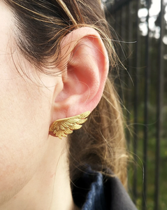 Pendientes de ala de oro amarillo de 18K inspirados en la joyería de oro amarillo griego antiguo para joyería de moda para mujer - Product Image 4