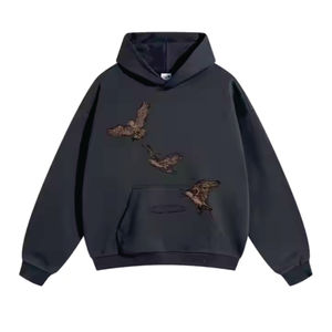 100% coton Premium poids lourd surdimensionné décontracté hommes sweats à capuche brodé bouffée imprimé écologique conception personnalisée en vrac - Product Image 2