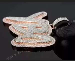 Pendentif en Moissanite véritable 14K bicolore plaqué or 4Ct personnalisable en argent Sterling 925 bijoux en diamant pour les fêtes d'hommes - Product Image 2