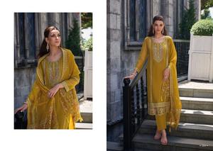 Traje de trabajo semisentado de georgette suave con bordado, nuevo diseño elegante de salwar kameez para mujer, exportación Dhwaja, India y Pakistán - Product Image 6
