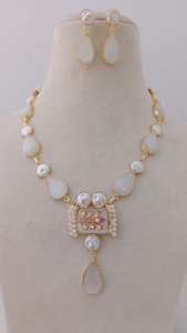 Collar Kundan con piedra esmaltada en forma de lágrima, latón pesado, diseño único, trabajo de piedra de calidad, producto a granel para amantes, patrón - Product Image 2