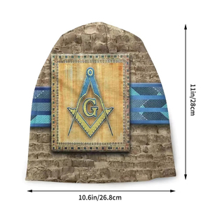 Egyptian Pyramid Square Compass Masonic Freemason Breathable <b>Waterproof</b> Customizable Knit <b>Beanie</b> Cap for Adults - Product Image 5