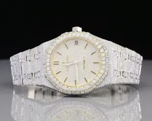 Best selling stainless steel flawless lab grown diamond wrist watch for men enhanced with VVS clarity and special design