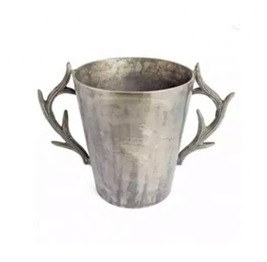 Refroidisseur de vin de seau à glace de champagne moderniste nickelé de style en bois de campagne pour les fêtes extérieures intérieures et la personnalisation - Product Image 4