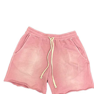 Vente en gros de shorts de sport en coton pour hommes, avec cordon de serrage, personnalisés, pour l'été, avec motif de délavage à l'acide, pour streetwear décontracté, avec poches - Product Image 1