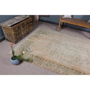 Turkish Large Rug 5.3x8.2 ft, Vintage <b>Brown</b> Moroccan <b>Wool</b> Rug - Product Image 5