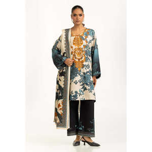 IUSTKSD-1196 Conjunto de 3 Piezas para Mujer, Estilo Bohemio con Estampado Khaddar, Transpirable, Manga Larga, Sin Cuello, Casual de Invierno - Product Image 3