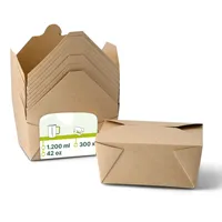 Boîtes en carton rectangulaires brunes de 1200 ml, empilables, pour plats à emporter - 300 pcs/carton