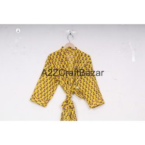 Robe Kimono longue faite à la main pour femmes 100% coton imprimé floral respirant romantique taille libre usage domestique toutes saisons confort costume pour - Product Image 6