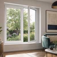 Fenêtre en PVC laminé imitation bois, finition bois naturel, double vitrage décoratif