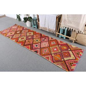 Tapis turc vintage, tapis Kilim 2,7x9,4 pieds, tapis persan rouge orangé - Product Image 2