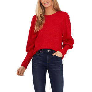Maglione da Donna Cece Rosso Taglia M con Collo Tondo e Maniche a Sbuffo Design a Manica Lunga - Product Image 1