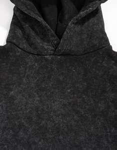 เสื้อมีฮู้ดผู้ชายโอเวอร์ไซส์ผ้ามีฮู้ดผ้าเปียกเปียกมีฮู้ดผ้าเกล็ดปลาซักหนักสีดำ - Product Image 6