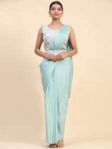 El último diseñador Pure Chinon Silk Sequence Work Listo para usar Sari por Fab Zone - Product Image 5