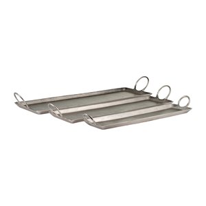 Juego de bandejas decorativas de aluminio pulido para hogares contemporáneos, ideal para organizar servir alimentos, bebidas o exhibir piezas de decoración - Product Image 2
