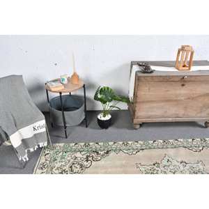 Tapis turc authentique de grande surface 4.1x8.2 pieds Beige Vert Patchwork Design Laine Matériau Latex Support pour chambre d'adolescent Utilisation au chevet - Product Image 3