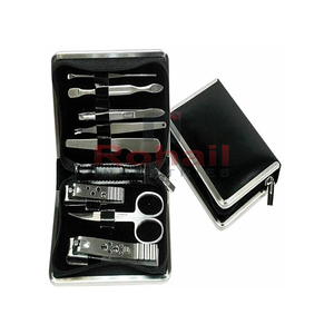 16pcs Stainless Steel Professional Pedicure <b>Kit</b> Baby <b>Manicure</b> & Pedicure Set With Black Leather Bag RI-0891 - Product Image 1