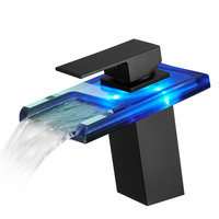 Robinet cascade LED moderne avec capteur de température, eau chaude et froide, monocommande, montage monotrou, cartouche céramique