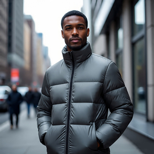 Abrigo brillante de burbujas para hombre, abrigo ligero con cuello levantado, Abrigo acolchado de burbujas, chaquetas acolchadas de invierno a prueba de viento para hombre - Product Image 3