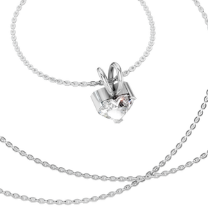 Collier pendentif chaîne à maillons en moissanite cœur 0,5 ct, or 14 carats, quatre griffes, cadeau de fête de mariage pour femme, approvisionnement direct d'usine - Product Image 4
