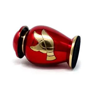 โกศสำหรับเผาเถ้ากระดูกมนุษย์โกศบินสีทองและสีแดงสำหรับงานศพโลหะ - Product Image 2