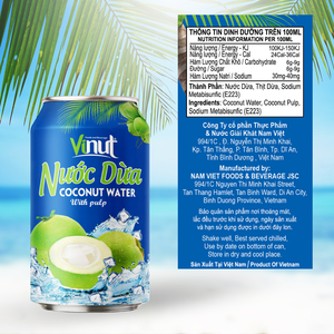 Eau de noix de coco pure avec pulpe VINUT 330ml Prix de gros Fabricant de boissons-Échantillon gratuit-Livraison rapide-Qualité supérieure - Product Image 3