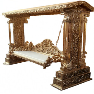 Jhoola แกว่งไม้เสาคู่ช้างทำด้วยมือแบบดั้งเดิมเฟอร์นิเจอร์อินเดียหรูหราลานบ้านระเบียงตกแต่งบ้านอินเดีย - Product Image 1