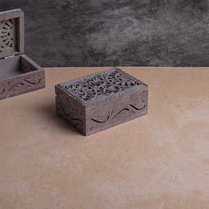 กล่องเก็บเครื่องประดับหินอ่อนแกะสลักด้วยมือสไตล์วินเทจ กล่องสมบัติสุดหรู - Product Image 1