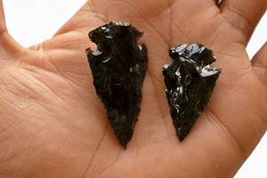 Puntos de punta de flecha de obsidiana negra, fabricación de joyas y envoltura de alambre, tallado de piedra, lote de decoración de flecha cornalina áspera Natural - Product Image 2