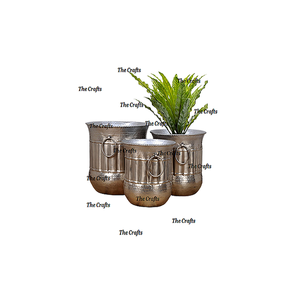 Set Of Three Different Sizes Plants Pots In Aluminium Flower Pots <b>Planter</b> For Home And Garden Decor Accessories - Product Image 1