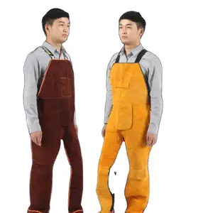 Rust Red Split Cowhide Leather Welding Cape Clothing Sleeves With Detachable Split Cow Leather Welder Apron