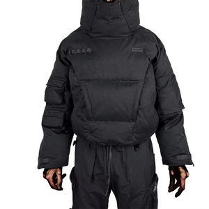 Streetwear personnalisé Veste bouffante en toile de coton pour hommes Pull-over poches cargo vierges léger hiver à bulles - Product Image 2