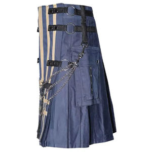 Kilt Utilitaire Bleu Gothique Personnalisé pour Homme avec Logo, 100% Coton, Tartan Hybride Fabriqué en Écosse, Accessoire Musical Gothique - Product Image 6