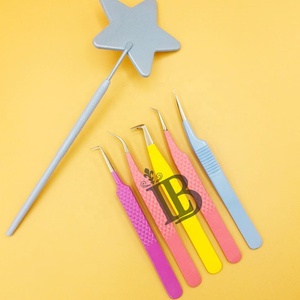 Pinces à extensions de cils Star Mirror mink, pinces de couleur personnalisée, pinces de haute qualité, emballage avec logo, pointe en fibre gratuite - Product Image 6