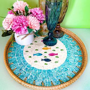 Bandeja de servicio decorativa de ratán y nácar de tendencia popular seleccionada para decoración del hogar y decoración de fiestas hecha en Vietnam - Product Image 4