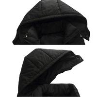 Gilet matelassé noir à capuche pour homme avec fermeture éclair, coupe-vent, veste décontractée d'hiver, couleur unie, design sans manches