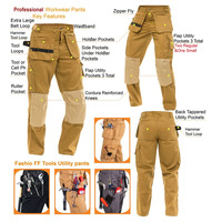Çok Cepli Haki Renkli İş Güvenliği Kargo Pantolonu Erkek Yüksek Kalite Özelleştirilebilir Pamuk Polyester Naylon OEM RT-03 Model 10
