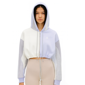 Sudadera con capucha corta con cremallera y bloque de Color para mujer, ropa de calle informal de tela de lana suave, ropa de abrigo ligera - Product Image 1