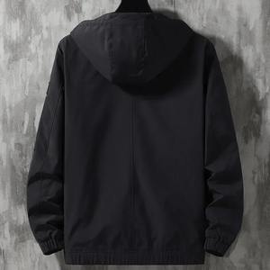 Veste coupe-vent décontractée pour hommes, manteau à capuche pour printemps automne rouge noir kaki à fermeture éclair, vêtements d'extérieur d'hiver en toile fine de grande taille - Product Image 4