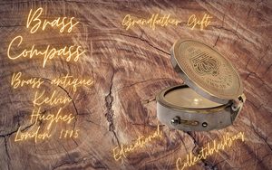 Vintage Classic Copper Kelvin Hughes Compass Keychain with 100 Year <b>Calendar</b> | Rectangle Pattern Navigational Tool - Product Image 4