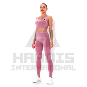 Conjunto de yoga para mujer, ropa de yoga activa al por mayor, Sujetador deportivo y mallas de cintura alta, pantalones, conjuntos de fitness para gimnasio - Product Image 1
