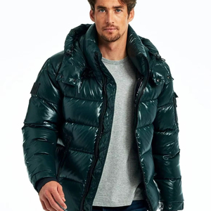 Hot Sale Canvas Thick Shiny Discharge Printing Windproof Hooded Unisex Winter Jackets Short Puffer Coat Custom Logo High Quality - Product Image 1
