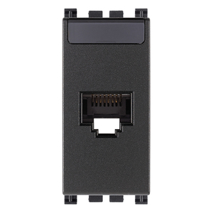 Vimar <b>RJ45</b> <b>Socket</b> Panel Mount 1 Port Cat6 Connector 8-Core Grey Model 19339.13 - Product Image 1