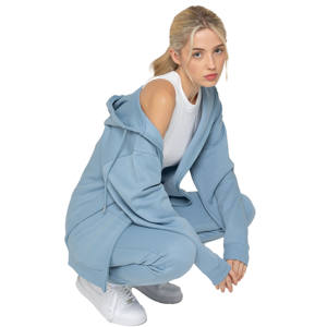 Ensemble de survêtement pour femme avec logo personnalisé, pantalon de jogging à fermeture éclair, 100% coton, respirant, séchage rapide, écologique, survêtement unisexe - Product Image 4