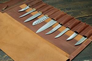 Portable <b>Rolling</b> Genuine Leather Durable OEM Vintage Chef Knife <b>Backpack</b> Case LKR-0260 - Product Image 3