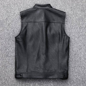 Gilet de moto en cuir pleine fleur véritable personnalisé pour homme - Vêtement d'extérieur imperméable et écologique de haute qualité - Product Image 3
