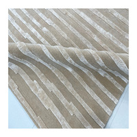 Tapis indien moderne en laine/soie rayé, tufté à la main, à poils longs, antidérapant, écologique - Couleur sable beige