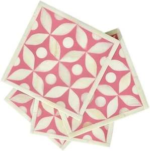 Decorative Bone Inlay Bohemian Style Eco-Friendly Lightweight Handmade <b>Drink</b> <b>Coaster</b> <b>for</b> Elegant Home Living Room Decor - Product Image 1