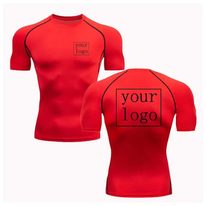 Men's Black Short Sleeve Rash Guard With Green Trim Quick Dry <b>Compression</b> <b>Shirt</b> Front Logo Heat Transfer Printing - Product Image 5